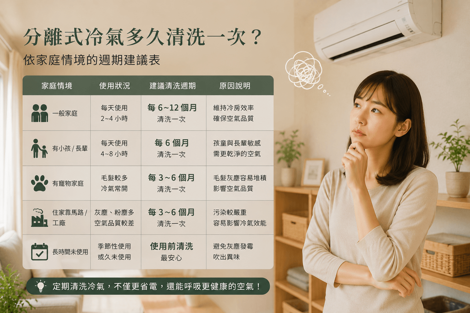 冷氣清洗週期建議表情境